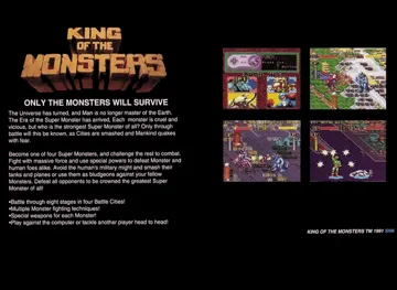 King of the Monsters (Europe) box cover back